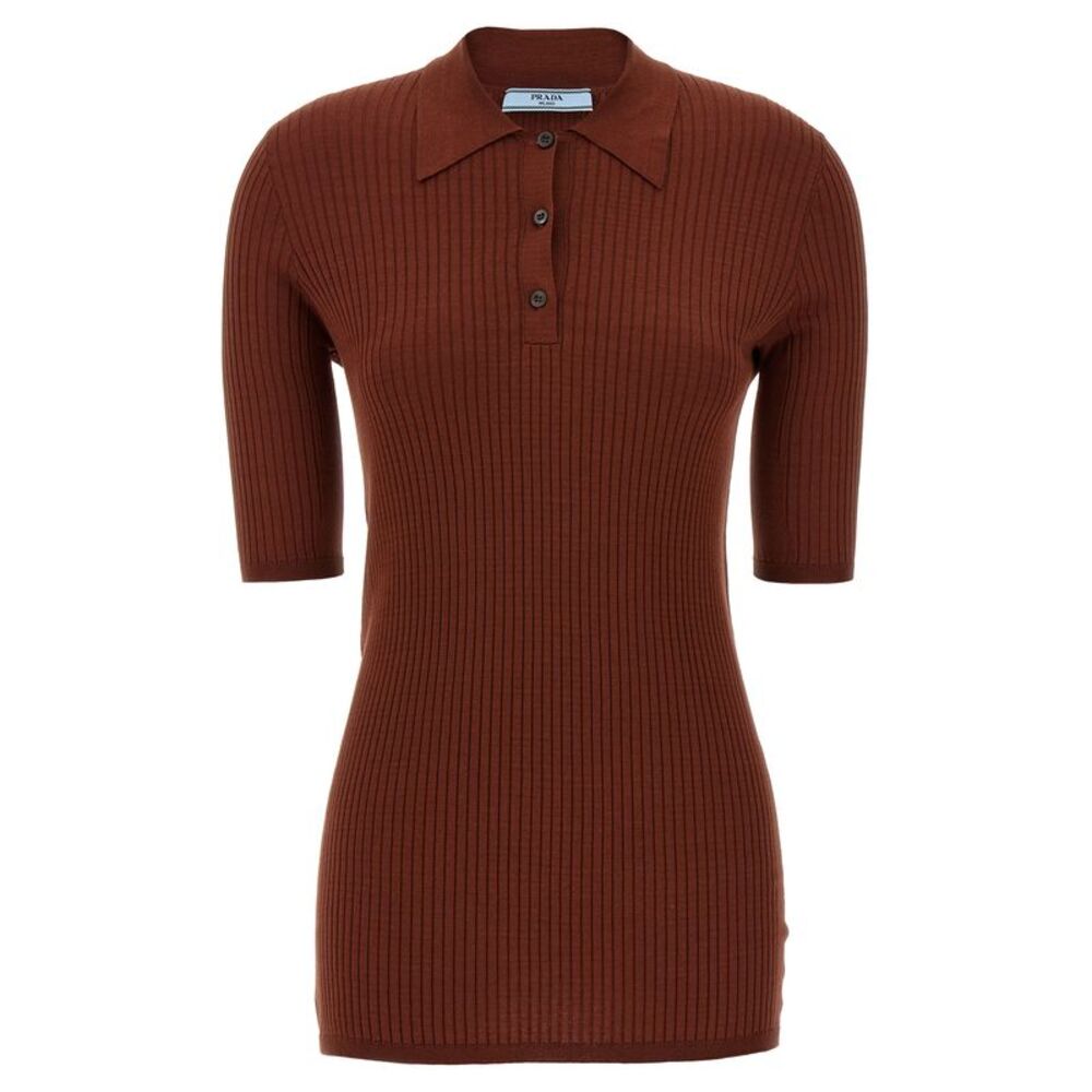 Prada Brown Cotton Polo Women's Shirt